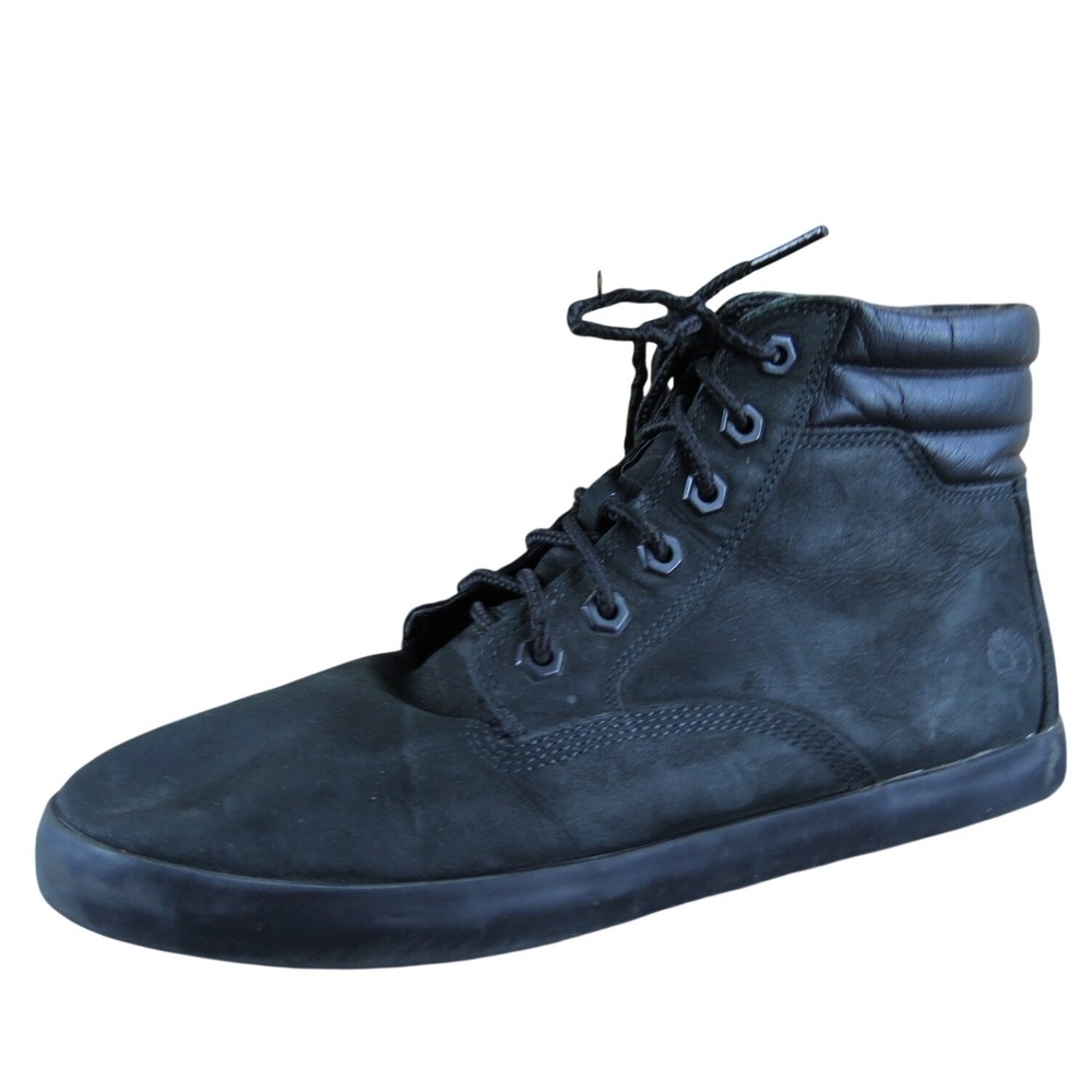 Timberland Womens 9.5 Black Suede Leather Ankle Boots Lace-Up Casual Comfort‎